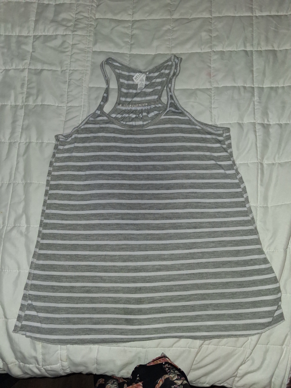 Bella Canvas Gray & White Striped Racerback Tank